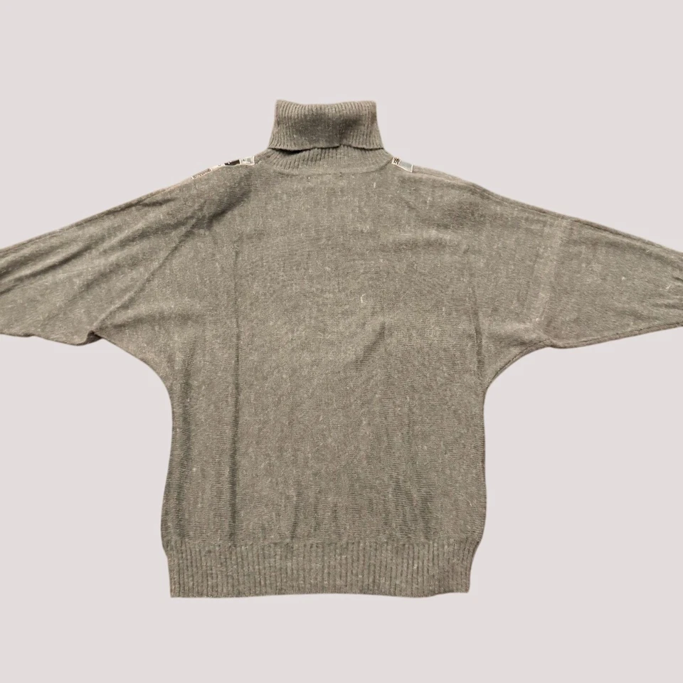 Vestido Suéter Vintage Años 80 Abstracto De Gran Tamaño Almohadillas para los Hombros Grandes Cuello Alto Gris Foto 3 de 4