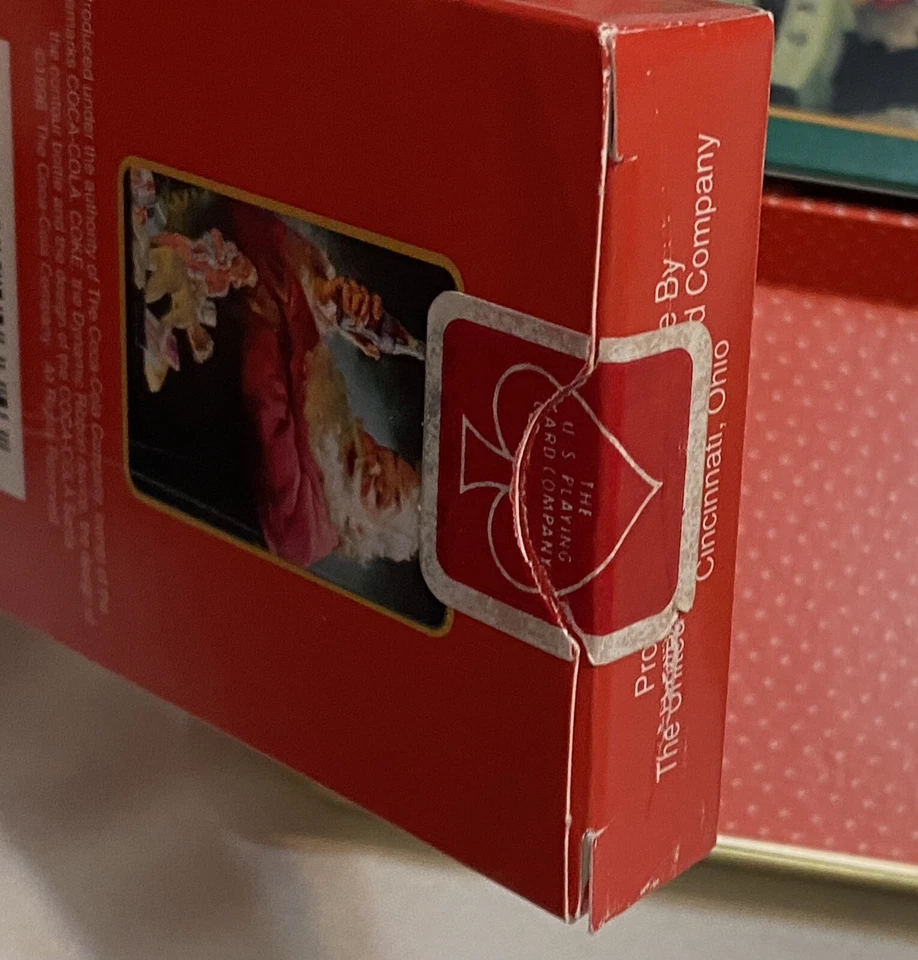 Vintage Coke Coca Cola Nostalgia Santa Christmas 2 Decks Playing Cards Tin 1996 - Image 4 of 4