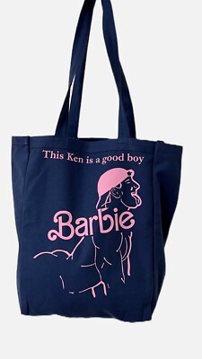 H.E.Arts Design Barbie Boy Ken custom print navy blue Canvas tote Bag