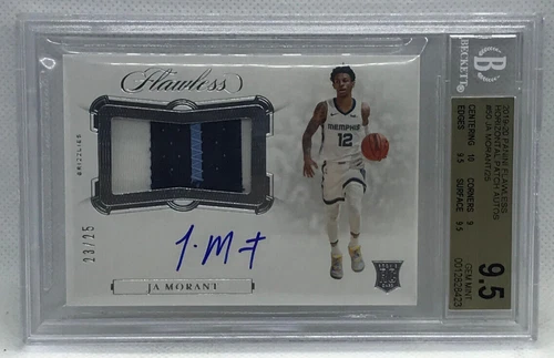2019-20 FLAWLESS JA MORANT Rookie Horizontal Patch auto #23/25 BGS 9.5