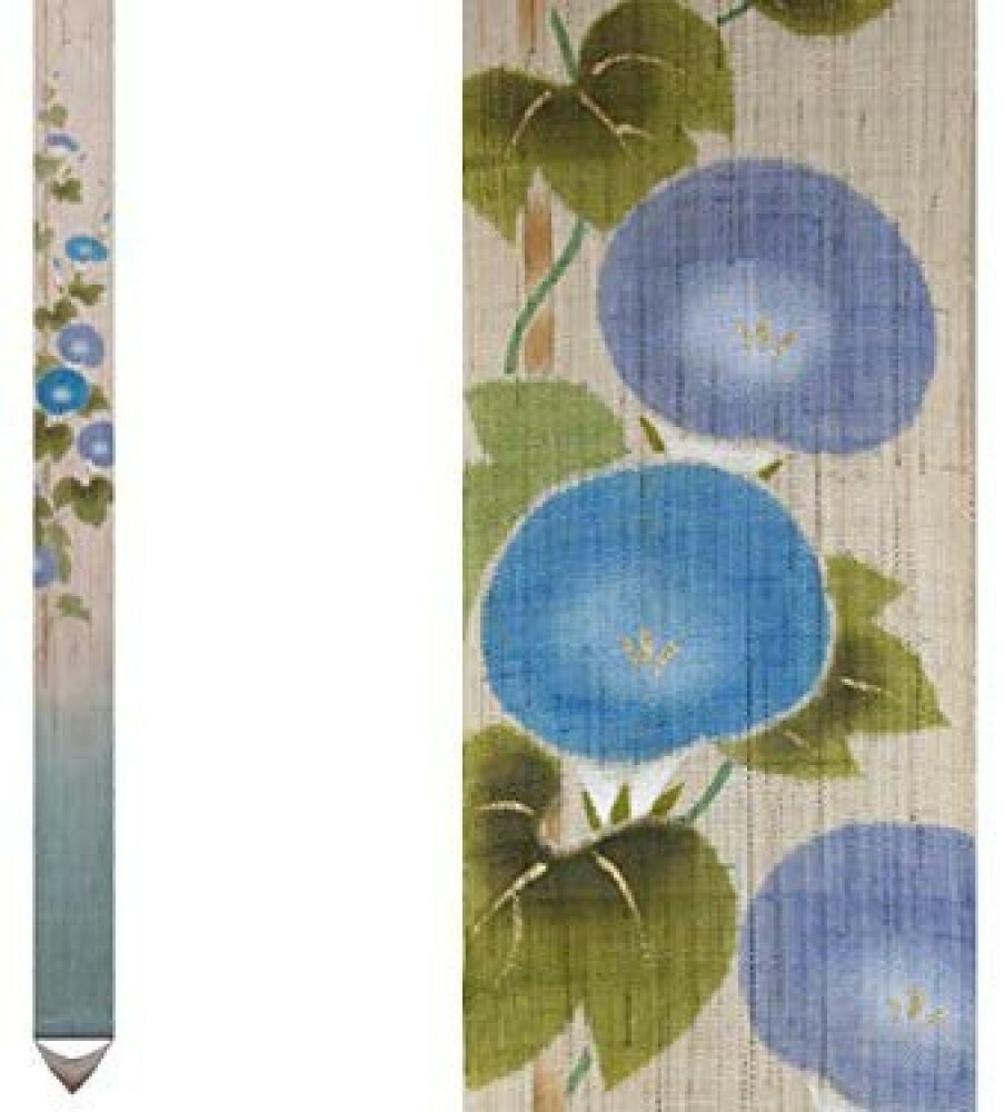 Kyoto Tapestry Morning glory Flower Sky blue color Handpainted