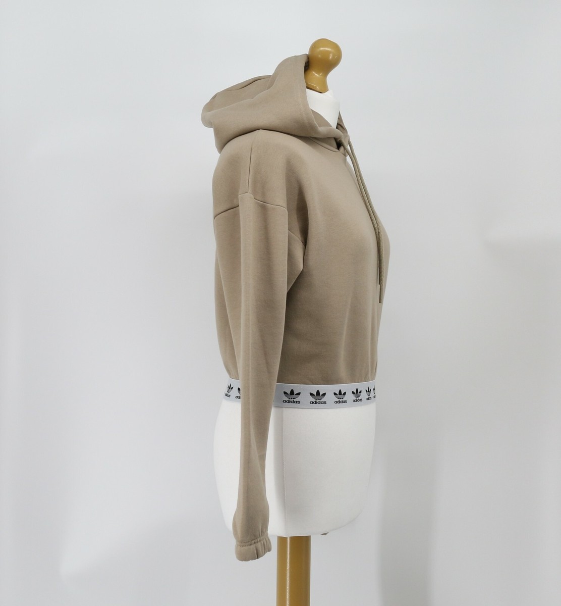 adidas originals trefoil tape crop hoodie