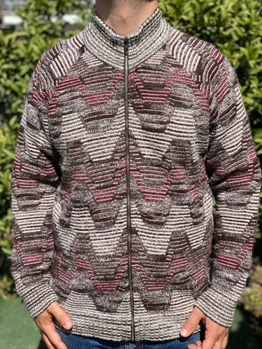 Missoni Sport Waves Cardigan 3D Knit Pullover Retro Sweater Jeresy Size 52 L - Picture 9 of 21