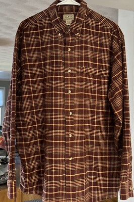 LL Bean Flannel Button Dwn Shirt Mens Large , Traditional Fit, Plaid 100% Cotton