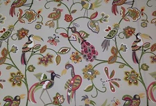MILL CREEK FEATHERHEADS BERRY ABSTRACT BIRDS FLORAL OUTDOOR FABRIC BY THE YARD
