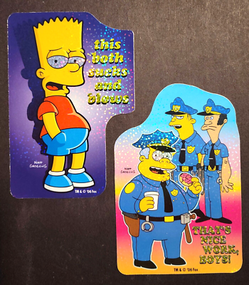 #ad Bart Simpson Police Chief Wiggum 2 Prismatic Vending Sticker 2006 $7.91