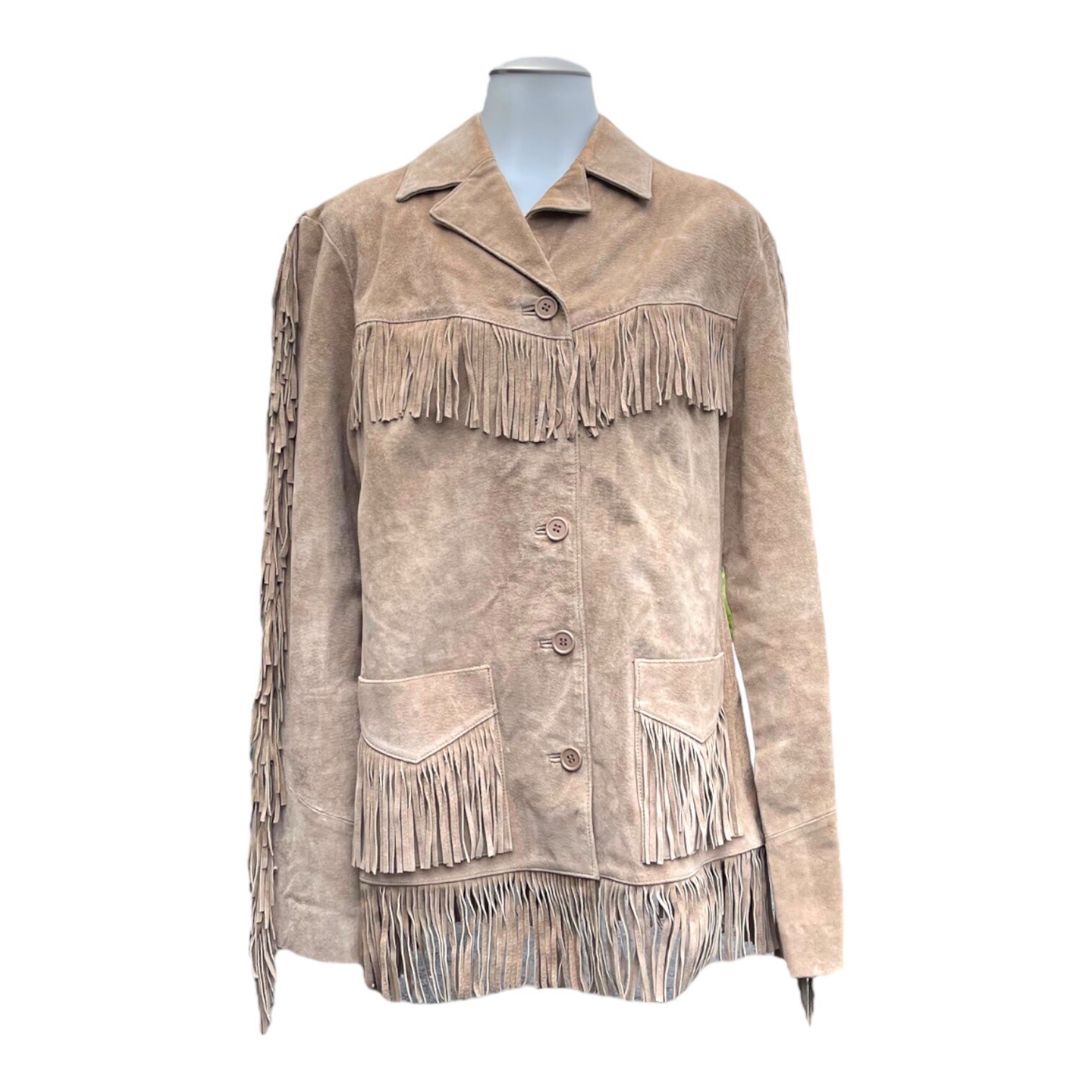 Vintage 90s NEWPORT NEWS Womens M Suede Leather Jacket Coat Fringe Western NWOT image 3