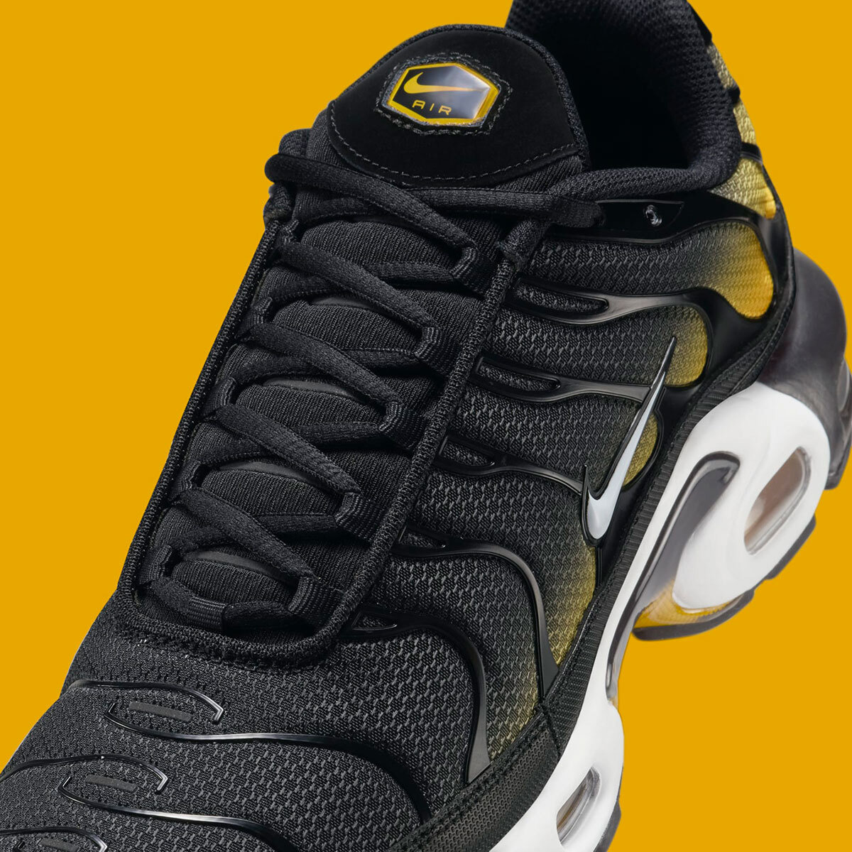 Size 11.5 - Nike Air Max Plus Black University Gold for sale