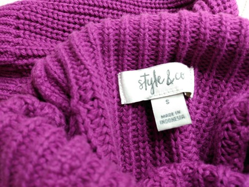 Style & Co. - Solid Mock Neck Long Sleeve Pullover Sweater - Small - Purple - Picture 11 of 12