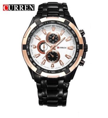 Armbanduhr Curren 8023 Herren Analog Quarz Modern Schwarz Weiß Gold lac