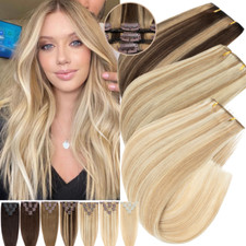 Double Weft THICK Clip in 100 Human Hair Extensions Real Remy Hair Set US 200G