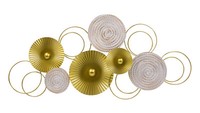 Moderne Metall-Wanddekoration Kreise Zum HäNgen Gold/Weiß 83 X 37 Cm Wandbild