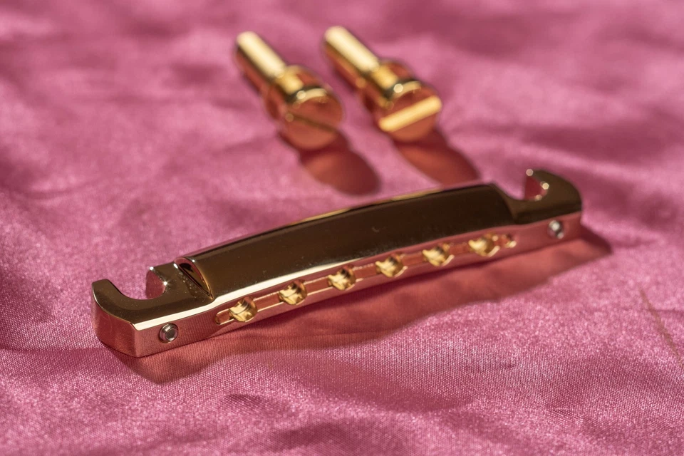 Vintage Spec Gold Plated Lightweight Aluminum Wrap Tailpiece Set - Image 2 of 4