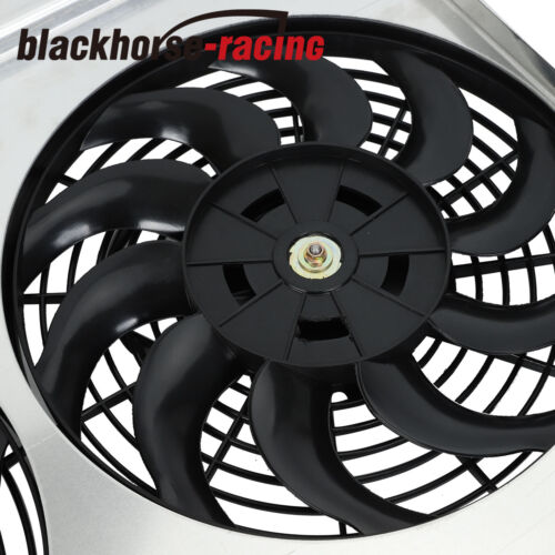 Aluminum Shroud 12'' Fan+Thermostat For 82-02 Chevy S10 Blazer Corvette Radiator - Picture 10 of 13