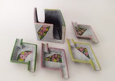 ♥ SET 4 POSACENERE + CONTENITORE IN CERAMICA BARTOLUCCI CERVIA VINTAGE FAENZA