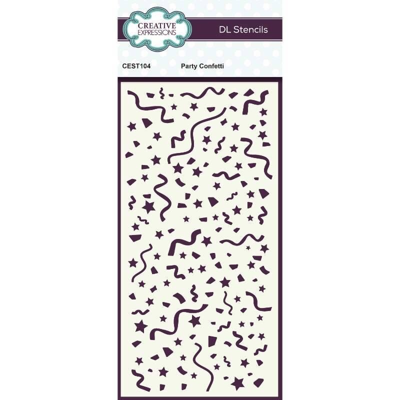Creative Expressions Party Confetti DL Slimline Stencil Birthday Card Making