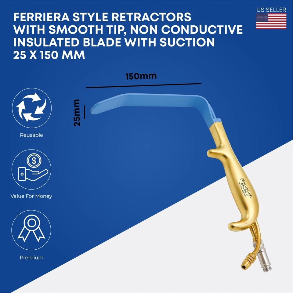 STELLMACHER INSTRUMENTRS INC Ferriera Style Retractor with Smoth Tip 25 mm x 15cm Plastic Surgery Instruments