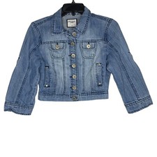 Highway Jeans Girls Denim Jacket Size Small Blue Roll Tab Sleeves