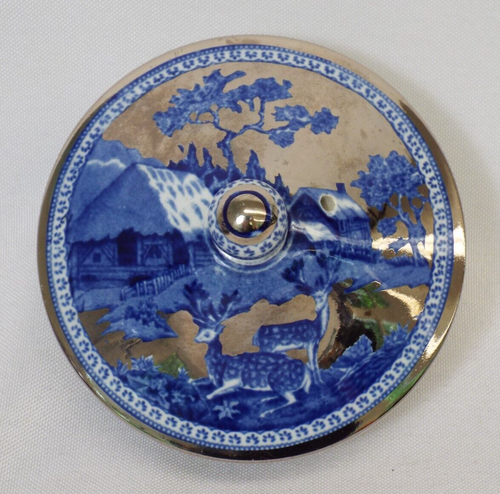 VTG Wedgwood FALLOW DEER BLUE Tea Pot & Lid EXCELLENT Platinum Luster Silver - Picture 18 of 24