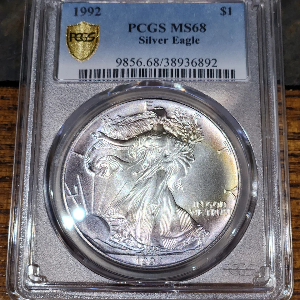 1992 PCGS MS68 Pretty Toned American Silver Eagle .999 ASE 1oz Trueview, Clean - Image 4 of 4