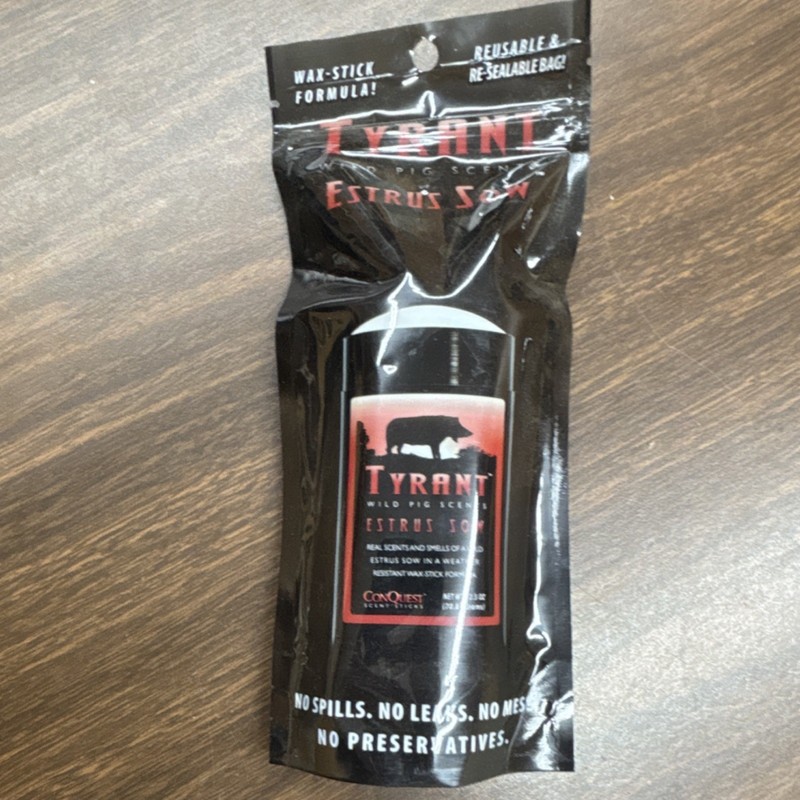 Conquest Tyrant Estrus Sow Hog Scent Wax-Stick Black Reusable No Leaks