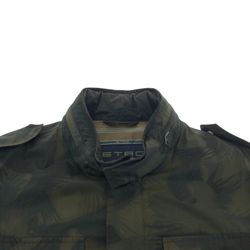 ETRO Botanical pattern Jacquet Military Jacket Khaki Silver Hardware Nylon - Picture 5 of 9