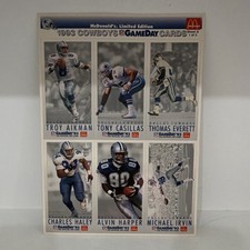 McDonald's Dallas Cowboys 1993 GameDay Limited Edition Uncut Sheet, Aikman