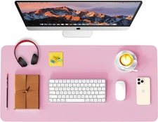 WAYBER Leather Desk Pad Protector, Waterproof Mouse Pad, PU Desk Mat, Office Des