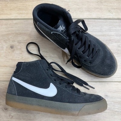 Nike SB Bruin Mid Black Suede High Top Skate Shoes Women US 6.5