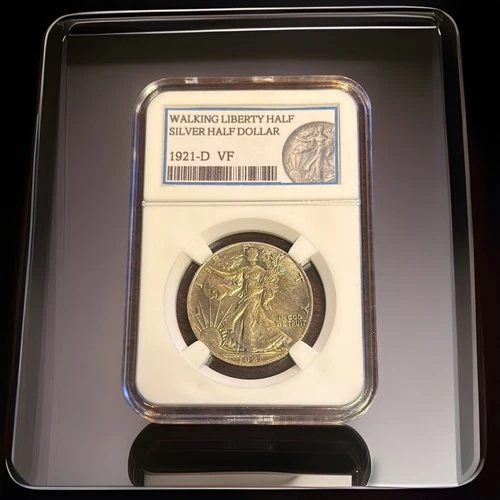 1921-D / WALKING LIBERTY HALF DOLLAR [DVC-6584-001] (VINTAGE) KEEPSAKE SLAB / VF