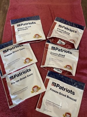 Lot of 5 Packs 4Patriots Freeze Dried Food 48 Servings Vegs/Fruit Survival 2057