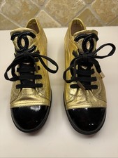 Vintage Chanel Gold  Black Sneakers