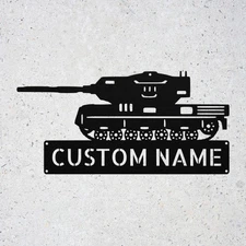 Custom Army Tank Metal Sign Personalized Military Wall Decor Plaque Gift for ...