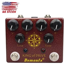 Demonfx King Overdrive Guitar Effect Pedal DUAL DRIV BOOST DISTORTION Hi Gain