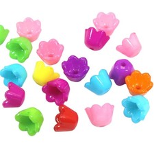 200pcs Mixed Bright Color Acrylic Flower Bell Beads Cap 9X7mm Kids Craft DIY