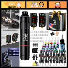Wireless Tattoo Gun Kit with 2 Batteries Complete Starter Set for Beginners