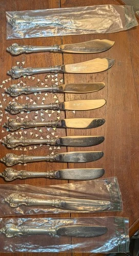 Lunt Delacourt Sterling Handle 8 Butter Knife 3 Master Butter Knife No Mono Lot