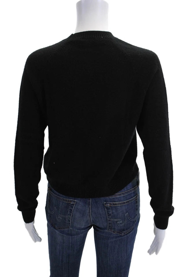 Suéter Pullover Minnie Rose Mujer Negro 100% Cachemira Cuello Redondo Talla S Foto 3 de 4