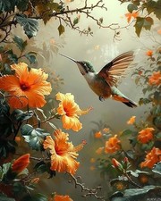 Colorful Hummingbird Paint by Numbers Kit 16x20 Inch DIY Home Art Decor Set