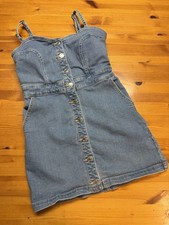Guess Los Angeles Blue Jean Denim Sleeveless Short Dress Size 4 EUC Button Up