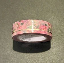 New Simply Gilded Pink Floral Simple Line Gold washi tape 15 mm