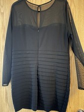 Stunning Black Sheer and Pleated Short Dress Size UK 12/14