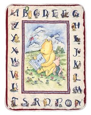 Vtg Rare Winnie The Pooh Classic Red Calliope Baby Crib Blanket Quilt 1996 ABCs