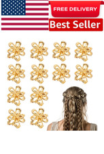 12 Pack Small Gold Flower Hair Clips for Women Girls Mini Pearl