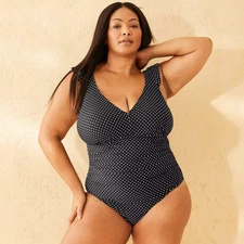 Women's Flounce Tummy Control Full Coverage One Piece Swimsuit - Shade &