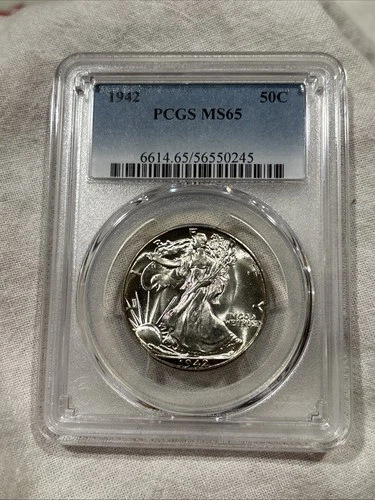 GRADED 1942 Walking Liberty Half Dollar PCGS MS65 Silver American Coin