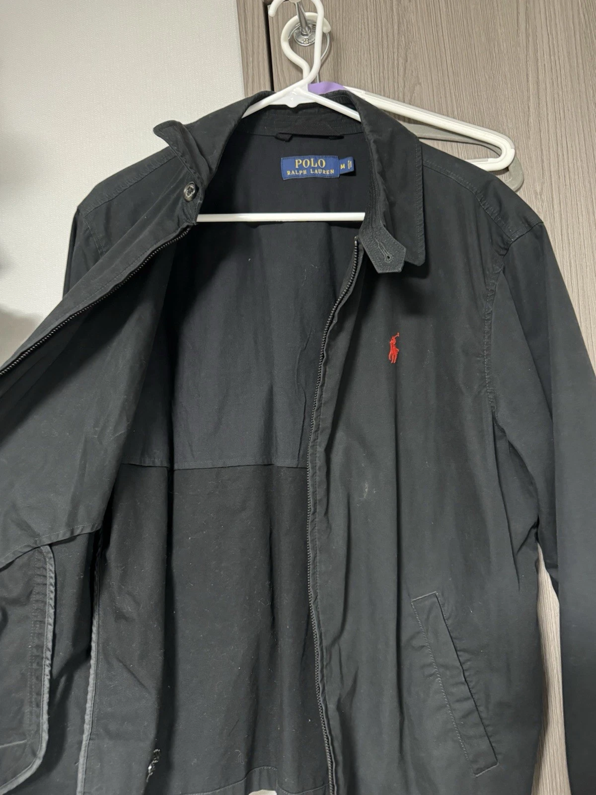 Polo Ralph Lauren Men's Black Full Zip Harrington Jacket Twill Point Collar M image 2