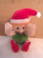 ANIMATED MISCHIEF ELF PLUSH WINTER WONDER LANE FUNNY FACE GIGGLES INT'L