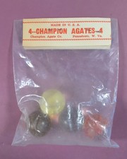 Vintage 4-Pack Champion Agates Marbles NOS Made in USA Pennsboro WV