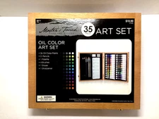 NOS 2010 MASTER'S TOUCH FINE ART STUDIO 35 PIECE OIL COLOR ART SET IN WOODEN BOX